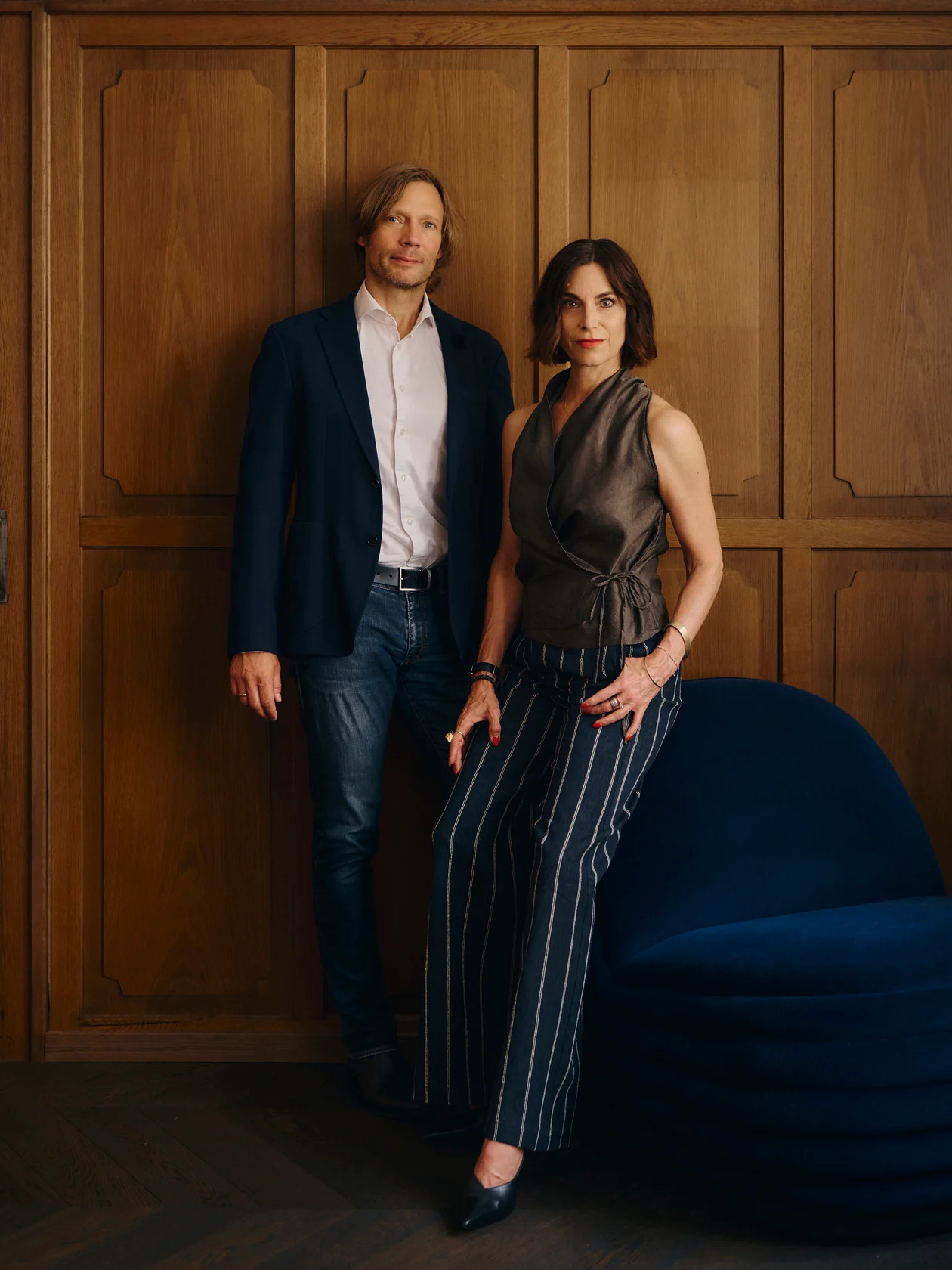 Martina and Christoph Hausel, founders of Le Comptoir, in front of wood panelling. Photo: Conny Mirbach