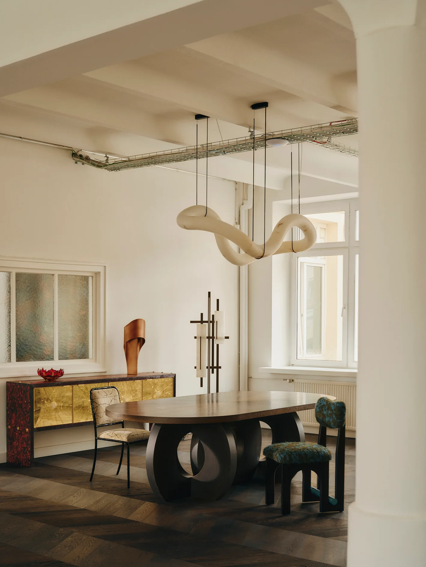 Dining area with pieces by Franck Genser and Kostia Paris at Le Comptoir. Photo: Conny Mirbach
